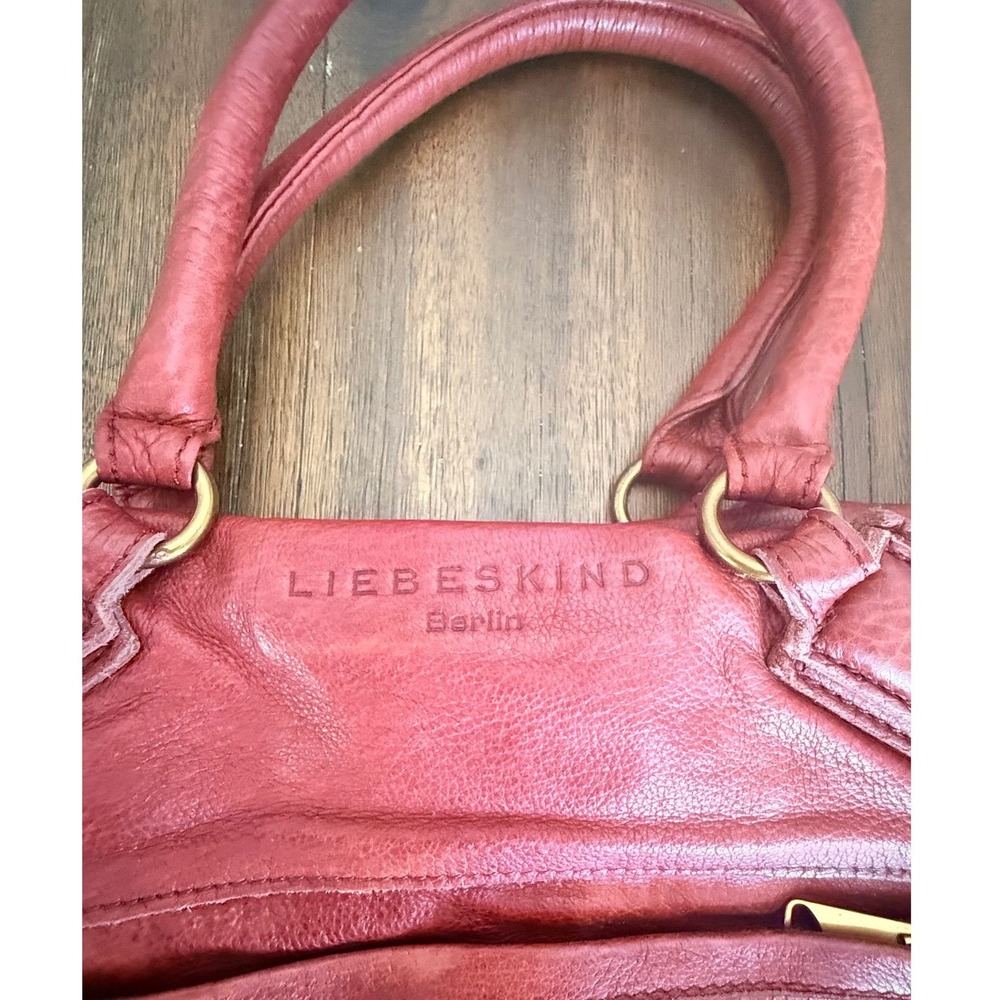 Liebeskind Berlin Anny Fire Red Leather Multi Pocket Satchel Crossbody Bag y2k - Picture 11 of 16